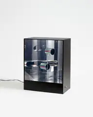 Martha Boto, No 10 A, 1969, Kinetic object: metal elements in front of mirror backing. In metal object case