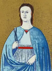 Saint Apollonia by Andy Warhol, 1984, Colour silkscreen on card, sold Jun 2018