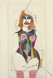 Richard Lindner, The Pink Pussy Cat (Santa Monica Blvd.), 1965, Mixed media on card