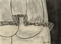Untitled by William Copley, 1973, Charcoal on paper, sold Jun 2018