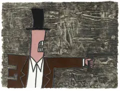 Killer by Carroll Dunham, 2000, Colour woodcut with embossing on card. Approx, sold Jun 2018