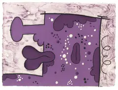 Carroll Dunham, Waiting for wood, 1995/1996, 3 works: each colour woodcut with embossing on card. Each approx