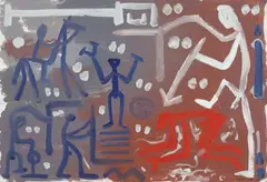 Untitled by A. R. Penck, 1982, Gouache on card, sold Jun 2018