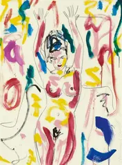 Alexandra by Luciano Castelli, 1992, Oil and charcoal on paper, sold Jun 2018