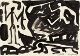 A. R. Penck, Untitled (Chile), Around 1981, India ink on chequered paper