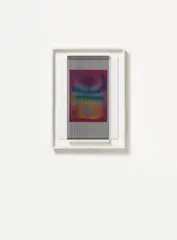 Biasi, E'rotondo e dura molto chupa chups (Ottico-dinamico), 2000, Strips of plastic in front of colour silkscreen on wood