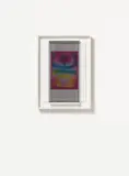 Biasi, E'rotondo e dura molto chupa chups (Ottico-dinamico), 2000, Strips of plastic in front of colour silkscreen on wood