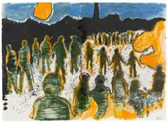 Untitled by Daniel Richter, 2006, Oil, pencil and Sellotape on paper, sold Jun 2018