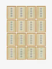 Hanne Darboven, 8. Variante, 1975, 16-part work: each ink and collage on imprinted offset. Each