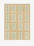 Hanne Darboven, 8. Variante, 1975, 16-part work: each ink and collage on imprinted offset. Each