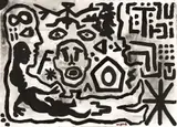 Plato, Sokrates und Aristoteles - 6 by A. R. Penck, 1996, Acrylic on canvas, sold Jun 2018