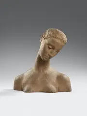 Wilhelm Lehmbruck, Büste der Knienden (Geneigter Frauenkopf), 1912-1914, Terracotta