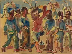 Durst I by Max Pechstein, 1925, Watercolour and brush and India ink on brownish textured paper, offered Jun 2018