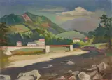 Tessiner Flusslandschaft mit Brücke by Karl Hofer, 1939, Oil on canvas, sold Jun 2018