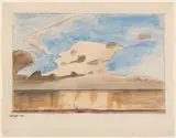 Untitled (Wolken über dem Meer mit zwei Figuren am Strand) by Lyonel Feininger, 1934, Watercolour and pen and ink on hand-made paper, sold Jun 2018