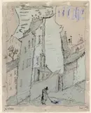 V (Street Sweeper in Montmartre, Paris) by Lyonel Feininger, 1938, Watercolour and pen and ink on hand-made paper, sold Jun 2018