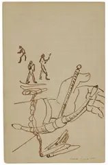 Ohne Titel by Max Ernst, Circa 1922, Brownish pen and ink drawing on chequered card, sold Jun 2018