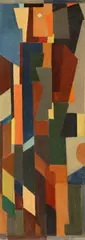 Franz Joseph Esser, Große stehende Figuren, Circa 1933, Oil over pencil on drawing card 62.7/