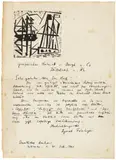 Lyonel Feininger, Schiffe mit Spiegelungen, 1919, Woodcut on ribbed laid paper. Letterhead on a letter sent to Dr. Koch, Graphisches Kabinett von Bergh & Co., Düsseldorf, by the artist on July 21,