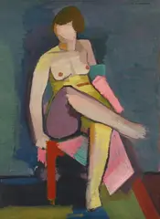 Erwin Graumann, Sitzender Akt, 1928/1929, Oil on canvas, mounted on wooden panel