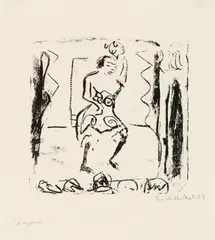 Tänzerin by Erich Heckel, 1909, Lithograph on smooth, ivory-coloured paper, offered Jun 2018