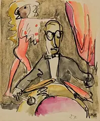 Reeperbahn I by Hannah Höch, 1927, Watercolour and pen and ink drawing on light card, sold Jun 2018