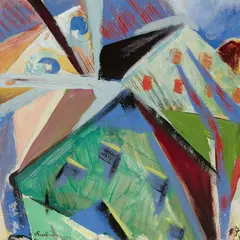 Edmund Kesting, Häuser, 1917, Tempera and watercolour over pencil on light card