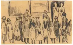Straßenszene, Kinderkarneval by August Macke, 1911, Pencil drawing on plain paper, offered Jun 2018