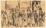 August Macke, Straßenszene, Kinderkarneval, 1911, Pencil drawing on plain paper