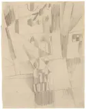 August Macke, Alte römische Wasserleitung in Südfrankreich, 1914, Pencil drawing on chamois-coloured smooth paper (sketchbook sheet)