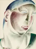 Auguste Mambour, Tête d' homme, Circa 1920, Oil crayon with brush wash on grained watercolour laid paper with watermark (presumably "ANNONAY", truncated) 67.8/68.6 x 50.5/