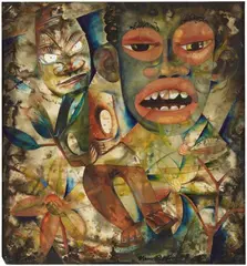 Hans Rilke, Aus dem Urwald (Afrikanische Figuren), 1924, Watercolours, India ink and pencil on firm drawing paper
