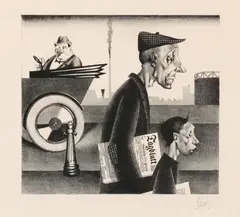 Georg Scholz, Zeitungsträger, 1921/1923, Lithograph on smooth paper with embossed stamp "EUPHORION" (cropped)