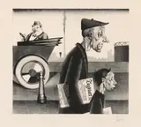 Georg Scholz, Zeitungsträger, 1921/1923, Lithograph on smooth paper with embossed stamp "EUPHORION" (cropped)