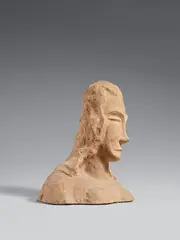 Franz Wilhelm Seiwert, Frauenbüste mit nach links geneigtem Kopf, 1920, Terracotta sculpture