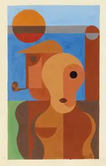 Erich Müller-Kraus, Wir haben uns verlobt, 1932, Gouache over preparatory pencil drawing (depiction 28.3 x 16.6/