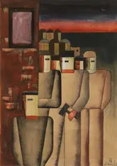 Erich Müller-Kraus, Streik, 1931, Watercolours over pencil (depcition