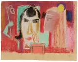 Max Ackermann, Zwei Frauen (Gespräch), 1935, Pastel on paper