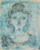 Massimo Campigli, Ritratto femminile, 1963, Oil on white pergamine-like paper