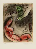 Eva wird von Gott verdammt by Marc Chagall, 1960, Colour lithograph on wove paper with watermark "Arches", sold Jun 2018