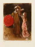 Marc Chagall, Ruths Treffen mit Boas, 1960, Colour lithograph on wove paper with watermark "Arches"