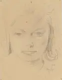Otto Dix, Mädchenkopf, Circa 1936 - 1941, Pencil drawing on yellowish firm drawing card