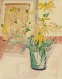 Erich Heckel, Helianthemum-Blüten, 1949, Watercolour and black chalk on grained laid paper