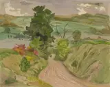 Weg oberhalb Hemmenhofen (Untersee) by Erich Heckel, 1953, Watercolour over pencil drawing on chamois-coloured paper, offered Jun 2018