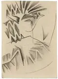 August Macke, Bizarre Formen. Verso: Arm, abstrakte Studien, 1913, Double-sided pencil drawing on chamois-coloured drawing paper