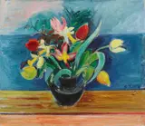 Rudolf Levy, Blumenstrauß in Schale, 1922, Oil on canvas