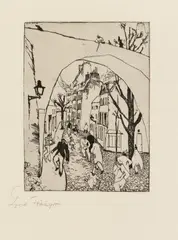 Portfolios, Die zweite Jahresgabe des Kreises der graphischen Künstler und Sammler, 1922, Portfolio comprising 10 graphic prints by Alfred Kubin, Lyonel Feininger, Adolf Schinnerer, Richard Seewald, Walther Teutsch, Otto Schubert, Graf Luckner, Willy Jäckel, Karl Hofer and Max Beckmann. Woodcut (1), etchings (5), colour lithograph (1) and lithographs (3) on various papers From