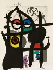 La Captive by Joan Miró, 1969, Colour aquatint etching and carborundum on wove paper with watermark "Chiffon de Mandeure", sold Jun 2018