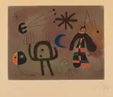 Joan Miró, L'Oiseau fusée, 1952, Colour aquatint etching on wove paper with watermark "Arches"