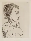Pablo Picasso, Buste de Femme à la queue de cheval: Jacqueline, 1955, Etching on wove paper with watermark "ARCHES"